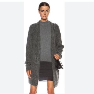 Acne Gray Raya short rib mohair and wool blend cardigan